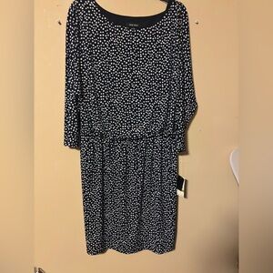 Nine West Dark Pacific and White Sheath Dress with Dolman Sleeves